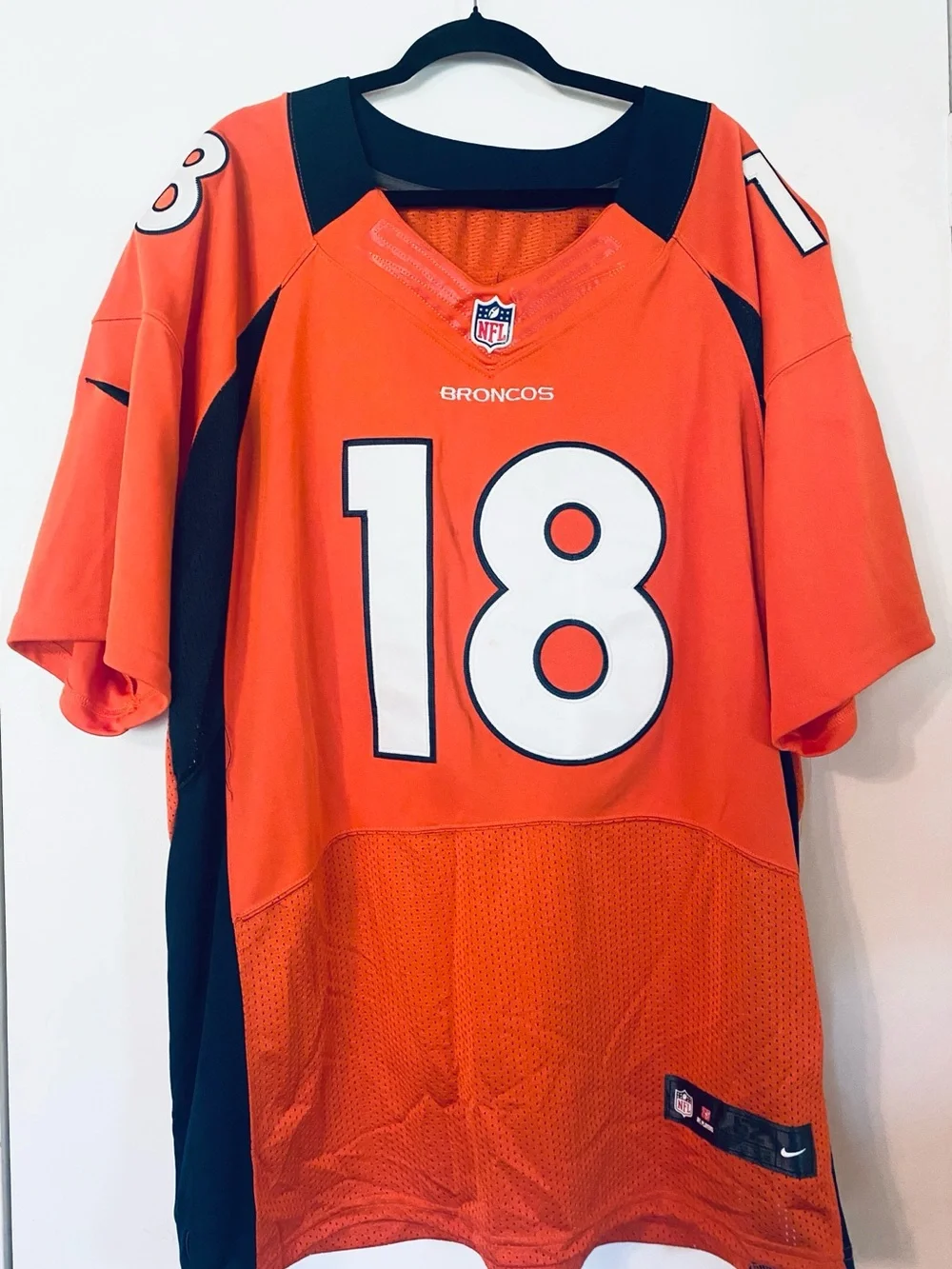 Nike NFL Peyton Manning 18 Denver Broncos On Field Football Jersey 52 XL Orange